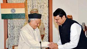 Governor BS Koshyari with Devendra Fadnavis during the oath-taking ceremony in Mumbai on Saturday.(PTI File) Governor BS Koshyari with Devendra Fadnavis during the oath-taking ceremony in Mumbai on Saturday.(PTI File)