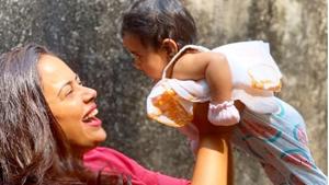 Sameera Reddy with her daughter Sameera Reddy with her daughter