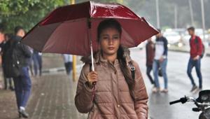 A girl takes a walk in the rain in Chandigarh on Tuesday.(Gurminder Singh/HT) A girl takes a walk in the rain in Chandigarh on Tuesday.(Gurminder Singh/HT)