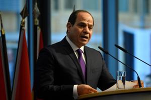 Egypt's President Abdel Fattah al-Sisi addresses participants of the Egypt's President Abdel Fattah al-Sisi addresses participants of the