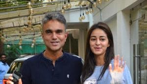 Mudassar Aziz and Ananya Pandey seen at a recording studio in Juhu.(IANS) Mudassar Aziz and Ananya Pandey seen at a recording studio in Juhu.(IANS)