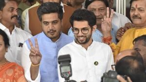 NCP’s Rohit Pawar and Shiv Sena’s Aditya Thackarey at Maharashtra Vidhan Bhavan in Mumbai, on Wednesday, November 27, 2019.(Anshuman Poyrekar/ HT) NCP’s Rohit Pawar and Shiv Sena’s Aditya Thackarey at Maharashtra Vidhan Bhavan in Mumbai, on Wednesday, November 27, 2019.(Anshuman Poyrekar/ HT)