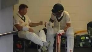 David Warner plays rock-paper-scissors with Joe Burns(Cricket.com.au/ Twitter) David Warner plays rock-paper-scissors with Joe Burns(Cricket.com.au/ Twitter)