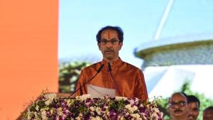 Shiv Sena chief Uddhav Thackeray takes oath during the swearing-in ceremony at Shivaji park in Mumbai(Anshuman Poyrekar/Hindustan Times) Shiv Sena chief Uddhav Thackeray takes oath during the swearing-in ceremony at Shivaji park in Mumbai(Anshuman Poyrekar/Hindustan Times)