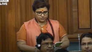BJP MP Pragya Singh Thakur in Lok Sabha: I apologise If I have hurt any sentiments.(ANI) BJP MP Pragya Singh Thakur in Lok Sabha: I apologise If I have hurt any sentiments.(ANI)