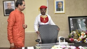 Uddhav Thackeray takes charge as Maharashtra CM. (ANI photo) Uddhav Thackeray takes charge as Maharashtra CM. (ANI photo)
