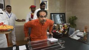 Maharashtra Chief Minister Uddhav Thackeray formally takes charge of his office in Mumbai on Friday.(PTI) Maharashtra Chief Minister Uddhav Thackeray formally takes charge of his office in Mumbai on Friday.(PTI)