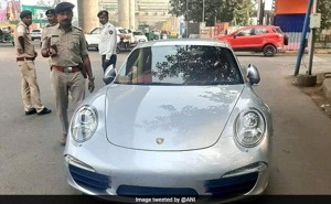 Porsche car owner slapped with Rs 9.8 lakh fine(ANI/Twitter) Porsche car owner slapped with Rs 9.8 lakh fine(ANI/Twitter)