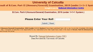 Calcutta University B Com Part 2 results 2019. (Screengrab) Calcutta University B Com Part 2 results 2019. (Screengrab)