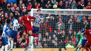 Liverpool's Virgil van Dijk scores their second goal.(REUTERS) Liverpool's Virgil van Dijk scores their second goal.(REUTERS)