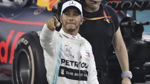 Lewis Hamilton of Britain celebrates after winning the Abu Dhabi Grand Prix.(AP) Lewis Hamilton of Britain celebrates after winning the Abu Dhabi Grand Prix.(AP)