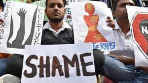 Students from different organisations hold placards to protest against the Telangana government over the rape and murder of a veterinary doctor in Hyderabad, at Parliament Street, in New Delhi, India, on Saturday, November 30, 2019.(Sanchit Khanna/HT PHOTO) Students from different organisations hold placards to protest against the Telangana government over the rape and murder of a veterinary doctor in Hyderabad, at Parliament Street, in New Delhi, India, on Saturday, November 30, 2019.(Sanchit Khanna/HT PHOTO)