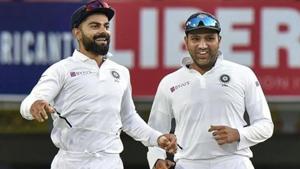 Virat Kohli (L) with teammate Rohit Sharma(PTI) Virat Kohli (L) with teammate Rohit Sharma(PTI)