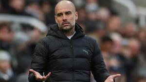 Manchester City manager Pep Guardiola reacts.(Action Images via Reuters) Manchester City manager Pep Guardiola reacts.(Action Images via Reuters)