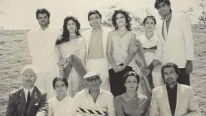 Anupam Kher, Hema Malini, Rajesh Khanna, Anil Kapoor, Meenakshi Seshadri, Rishi Kapoor and others in a shot from the film Vijay.(Instagram) Anupam Kher, Hema Malini, Rajesh Khanna, Anil Kapoor, Meenakshi Seshadri, Rishi Kapoor and others in a shot from the film Vijay.(Instagram)