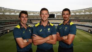 File photo of Pat Cummins, Josh Hazlewood and Mitchell Starc.(Getty Images) File photo of Pat Cummins, Josh Hazlewood and Mitchell Starc.(Getty Images)