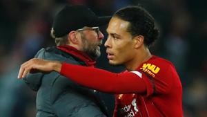 Liverpool manager Juergen Klopp and Virgil van Dijk celebrate after the match.(REUTERS) Liverpool manager Juergen Klopp and Virgil van Dijk celebrate after the match.(REUTERS)