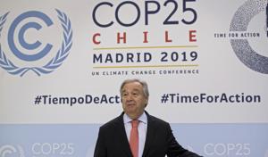 UN Secretary-General Antonio Guterres at the COP25 summit in Madrid, Spain, December 1, 2019(AP) UN Secretary-General Antonio Guterres at the COP25 summit in Madrid, Spain, December 1, 2019(AP)