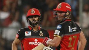 FIle image of RCB cricketers Virat Kohli and AB de Villiers.(AP) FIle image of RCB cricketers Virat Kohli and AB de Villiers.(AP)