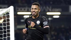 Manchester City's Gabriel Jesus celebrates scoring his side's second goal.(AP) Manchester City's Gabriel Jesus celebrates scoring his side's second goal.(AP)
