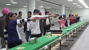 Budding Shooters of GHG Khalsa College Gurusar Sudhar at their shooting range in college premises, Ludhiana.(Harsimar Pal Singh/Hindustan Times) Budding Shooters of GHG Khalsa College Gurusar Sudhar at their shooting range in college premises, Ludhiana.(Harsimar Pal Singh/Hindustan Times)