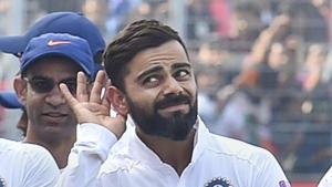 Indian team captain Virat Kohli gestures as he walks with his teammates after winning the day-night Test series against Bangladesh, at Eden Gardens in Kolkata, Sunday, Nov. 24, 2019.(PTI) Indian team captain Virat Kohli gestures as he walks with his teammates after winning the day-night Test series against Bangladesh, at Eden Gardens in Kolkata, Sunday, Nov. 24, 2019.(PTI)