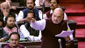Union Home Minister Amit Shah speaks in the Rajya Sabha during the ongoing Winter Session of Parliament, in New Delhi, Tuesday, Dec. 3, 2019. Shah emphatically rejected the charge that political vendetta was the driving force behind amending the SPG bill.(PTI) Union Home Minister Amit Shah speaks in the Rajya Sabha during the ongoing Winter Session of Parliament, in New Delhi, Tuesday, Dec. 3, 2019. Shah emphatically rejected the charge that political vendetta was the driving force behind amending the SPG bill.(PTI)