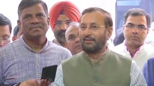 Union Minister of Information and Broadcasting Prakash Javadekar in New Delhi on Thursday.(ANI PHOTO.) Union Minister of Information and Broadcasting Prakash Javadekar in New Delhi on Thursday.(ANI PHOTO.)
