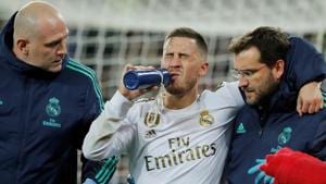 Real Madrid's Eden Hazard receives medical attention after sustaining an injury.(REUTERS) Real Madrid's Eden Hazard receives medical attention after sustaining an injury.(REUTERS)