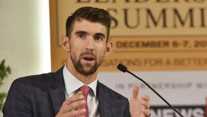 Michael Phelps speaks at the 17th Hindustan Times Leadership Summit (HTLS)(HTPhoto/Sanjeev Verma) Michael Phelps speaks at the 17th Hindustan Times Leadership Summit (HTLS)(HTPhoto/Sanjeev Verma)