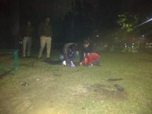 Police inspecting at the spot where the girl burnt herself in Panchkula on Thursday night.(HT Photo) Police inspecting at the spot where the girl burnt herself in Panchkula on Thursday night.(HT Photo)