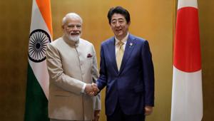 The meeting between Prime Minister Narendra Modi and his Japanese counterpart Shinzo Abe will be held in Guwahati and the two leaders will also travel to Imphal to visit the Peace Museum.(REUTERS PHOTO.) The meeting between Prime Minister Narendra Modi and his Japanese counterpart Shinzo Abe will be held in Guwahati and the two leaders will also travel to Imphal to visit the Peace Museum.(REUTERS PHOTO.)