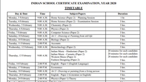 ICSE Board exam date sheet 2020(ICSE) ICSE Board exam date sheet 2020(ICSE)