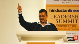 Kejriwal was asked for his opinion on Manoj Tiwari as the BJP’s potential candidate against him. Arvind Kejriwal’s response wasn’t on Tiwari’s politics but his last day job, as a Bhojpuri singer.(HT Photos) Kejriwal was asked for his opinion on Manoj Tiwari as the BJP’s potential candidate against him. Arvind Kejriwal’s response wasn’t on Tiwari’s politics but his last day job, as a Bhojpuri singer.(HT Photos)