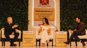 Michael Douglas and Catherine Zeta-Jones speaking at 17th Hindustan Times Leadership Summit .(HT Photo) Michael Douglas and Catherine Zeta-Jones speaking at 17th Hindustan Times Leadership Summit .(HT Photo)