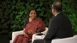 Finance Minister Nirmala Sitharaman began the day in conversation with R Sukumar, Editor-in-chief, Hindustan Times. “The vision of the government translates into several things, like every citizen has a home, every family has a toilet, and every citizen is healthy. The vision is what it means to an ordinary citizen,” said FM Sitharaman. “The govt’s vision is homes, energy and skills,” she said. (Raj K Raj / HT Photo) Finance Minister Nirmala Sitharaman began the day in conversation with R Sukumar, Editor-in-chief, Hindustan Times. “The vision of the government translates into several things, like every citizen has a home, every family has a toilet, and every citizen is healthy. The vision is what it means to an ordinary citizen,” said FM Sitharaman. “The govt’s vision is homes, energy and skills,” she said. (Raj K Raj / HT Photo)