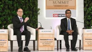 Dr. David Ludwig, Professor, Pediatrics and Nutrition at Harvard University and Pediatric Endocrinology at Boston Children’s Hospital and Dr. Satchin Panda, Professor, Salk Institute and Author of The Circadian Code during the Hindustan Times Leadership Summit 2019 in New Delhi.(Raj K Raj/HT PHOTO) Dr. David Ludwig, Professor, Pediatrics and Nutrition at Harvard University and Pediatric Endocrinology at Boston Children’s Hospital and Dr. Satchin Panda, Professor, Salk Institute and Author of The Circadian Code during the Hindustan Times Leadership Summit 2019 in New Delhi.(Raj K Raj/HT PHOTO)