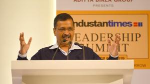 Delhi chief minister Arvind Kejriwal speaks on pollution and other issues concerning the national capital during the Hindustan Times Leadership Summit in New Delhi.(Raj K Raj/HT PHOTO) Delhi chief minister Arvind Kejriwal speaks on pollution and other issues concerning the national capital during the Hindustan Times Leadership Summit in New Delhi.(Raj K Raj/HT PHOTO)