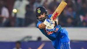 India's skipper Virat Kohli plays a shot.(PTI) India's skipper Virat Kohli plays a shot.(PTI)