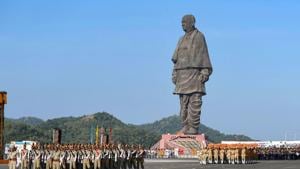 Marching contingents of paramilitary forces during the 144th birth anniversary celebrations of Sardar Vallabhbhai Patel at the Statue of Unity, at Kevadia in Narmada district of Gujarat.(PTI) Marching contingents of paramilitary forces during the 144th birth anniversary celebrations of Sardar Vallabhbhai Patel at the Statue of Unity, at Kevadia in Narmada district of Gujarat.(PTI)