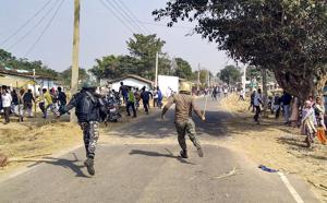 Gumla: Security forces trying to control the situation after clashes between two political parties workers at Baghni polling booth during the second phase of Jharkhand Assembly Election-2019, in Sisai block under Gumla district of Jharkhand.(PTI) Gumla: Security forces trying to control the situation after clashes between two political parties workers at Baghni polling booth during the second phase of Jharkhand Assembly Election-2019, in Sisai block under Gumla district of Jharkhand.(PTI)