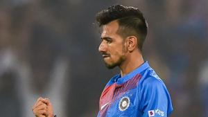 Hyderabad: India's Yuzvendra Chahal celebrates after dismissing West Indies batsman Kieron Pollard.(PTI) Hyderabad: India's Yuzvendra Chahal celebrates after dismissing West Indies batsman Kieron Pollard.(PTI)