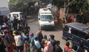 The brother of the victim along with other relatives reached the village with the body after 9.00pm. There was an emotional outburst, with relatives of the victim crying inconsolably.(PTI PHOTO.) The brother of the victim along with other relatives reached the village with the body after 9.00pm. There was an emotional outburst, with relatives of the victim crying inconsolably.(PTI PHOTO.)