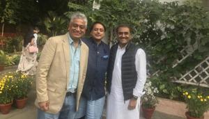 (From left) Rajdeep Sardesai, Shashi Tharoor and Praful Patel.(Rajdeep Sardesai/Twitter) (From left) Rajdeep Sardesai, Shashi Tharoor and Praful Patel.(Rajdeep Sardesai/Twitter)