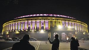 The Parliament House is illuminated in different colours as the Citizen Amendment Bill passed in the Rajya Sabha, in New Delhi on Wednesday, December 11, 2019.(Photo by Sanjeev Verma / Hindustan Times) The Parliament House is illuminated in different colours as the Citizen Amendment Bill passed in the Rajya Sabha, in New Delhi on Wednesday, December 11, 2019.(Photo by Sanjeev Verma / Hindustan Times)