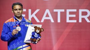 Fole photo of Asian Games gold medallist Amit Panghal.(PTI) Fole photo of Asian Games gold medallist Amit Panghal.(PTI)
