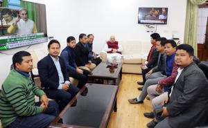Home Minister Amit Shah met with delegations of IPFT and Joint Movement Against CAB from Tripura and discussed their concerns on Thursday.(ANI Photo) Home Minister Amit Shah met with delegations of IPFT and Joint Movement Against CAB from Tripura and discussed their concerns on Thursday.(ANI Photo)