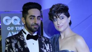 Actor Ayushmann Khurrana along with his wife Tahira Kashyap at the GQ Men of the Year Awards 2019.(IANS) Actor Ayushmann Khurrana along with his wife Tahira Kashyap at the GQ Men of the Year Awards 2019.(IANS)