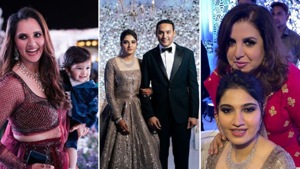 Farah Khan and Sania Mirza at the wedding reception of Sania’s younger sister, Anam Mirza. Farah Khan and Sania Mirza at the wedding reception of Sania’s younger sister, Anam Mirza.