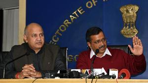 Delhi Chief Minister Arvind Kejriwal along with Deputy Chief Minister Manish Sisodia addresses a press conference in New Delhi on Friday.(HT File) Delhi Chief Minister Arvind Kejriwal along with Deputy Chief Minister Manish Sisodia addresses a press conference in New Delhi on Friday.(HT File)